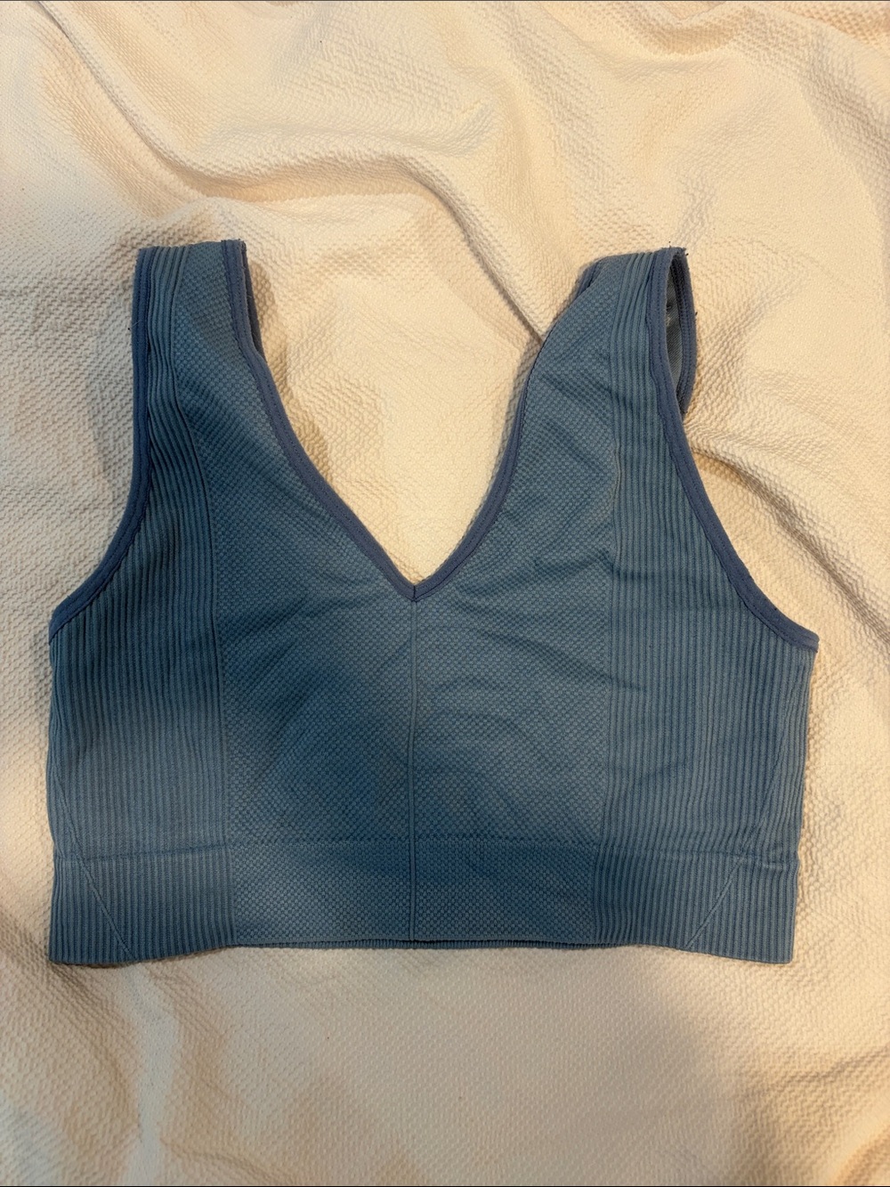Amazon Ribbed V-Neck Sports Bralette - Slate Blue